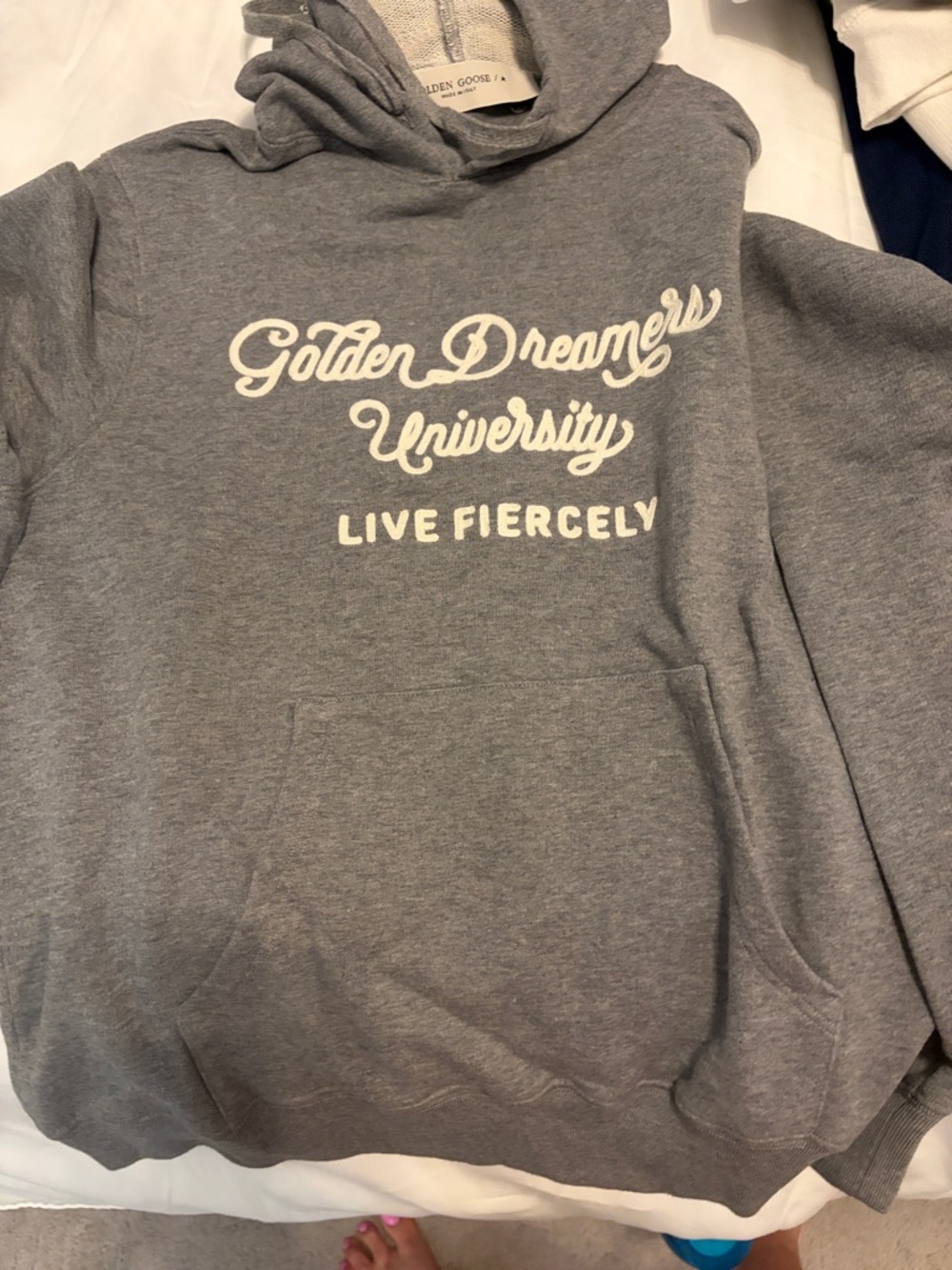 Golden Goose Gray Script Logo Zip-Up Sweater